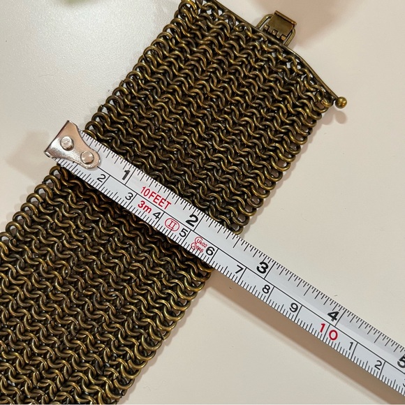 Vintage Y2K Heavy Gold Chainmail Victorian Medieval goth wide bracelet - Picture 13 of 17